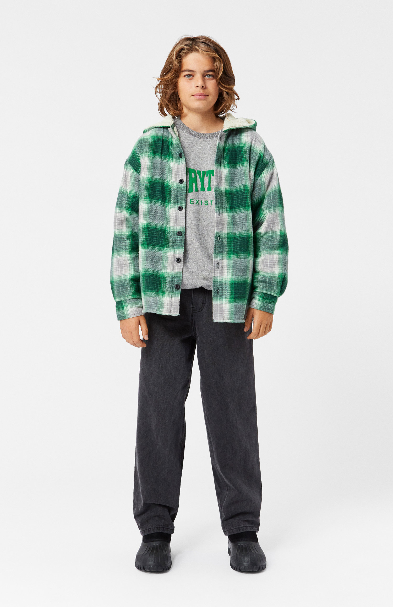 Hamelo - Fresh Check - Checked overshirt in green and grey shades 