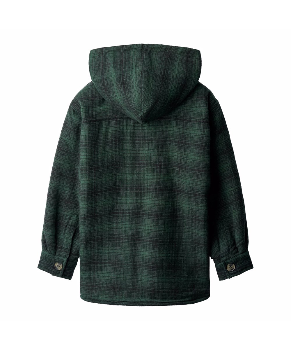 Hamelo - Pine Check - Checked green overshirt for children made of soft organic cotton with soft teddy lining.