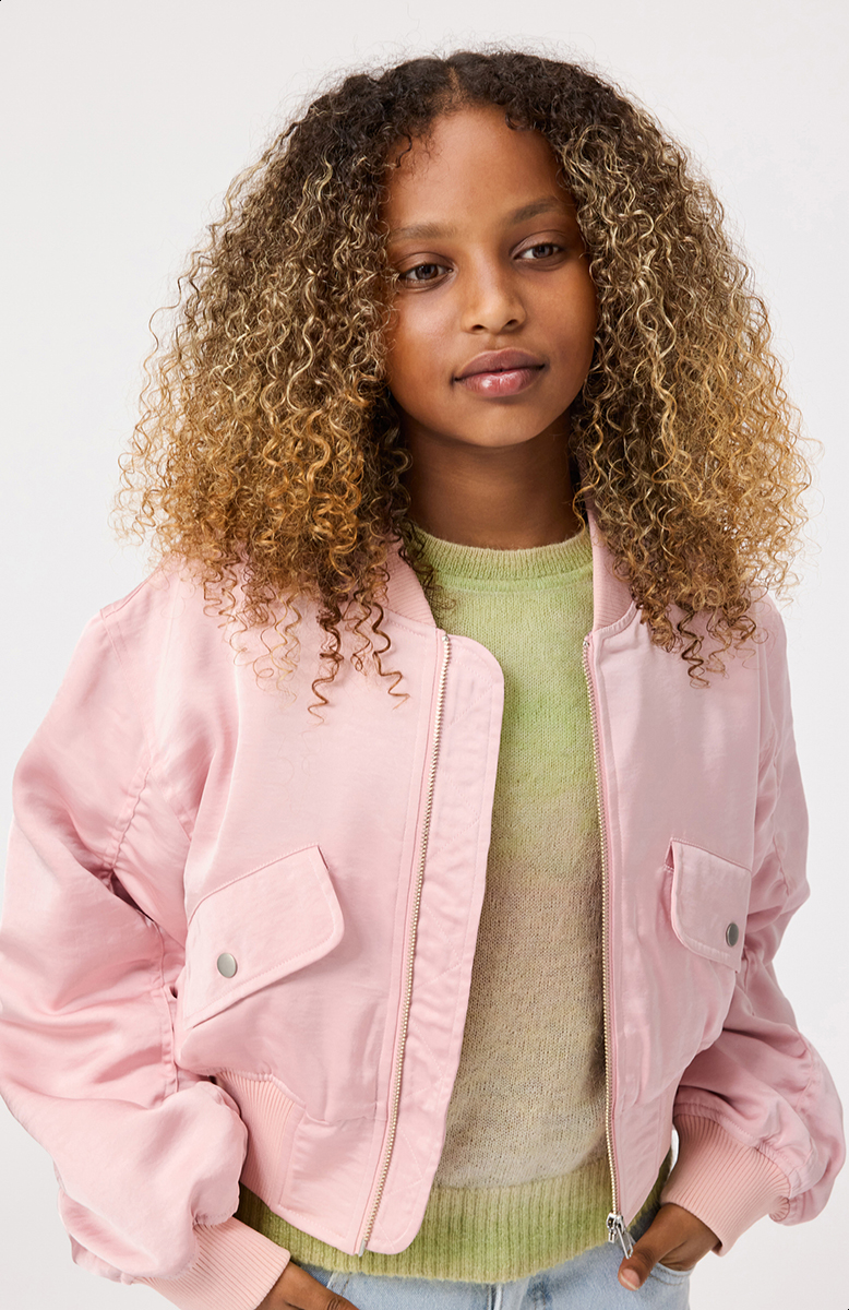 Hannie - Charlotte Pink - Cropped bomber jacket for children in