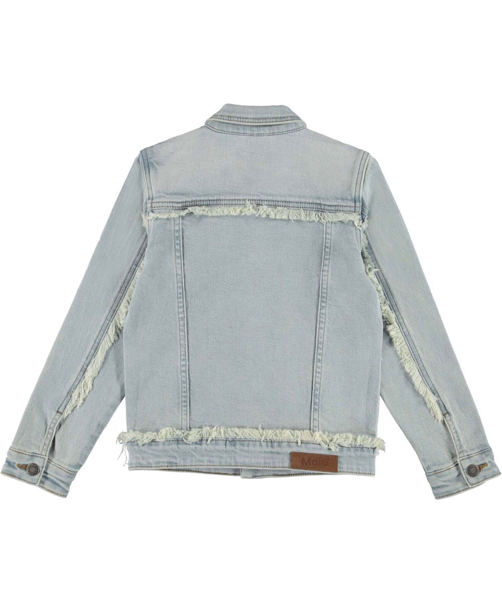 Hattie - Light Tinted Blue - Light blue denim jacket with fringe detail 