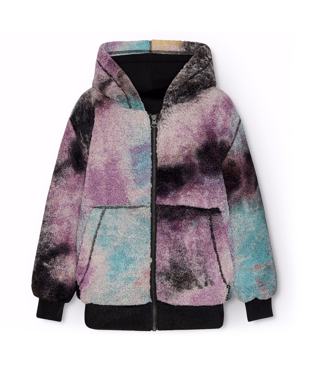 Hazzy - Galactic Dye - Multicoloured tie-dye jacket for children in soft faux fur with zip