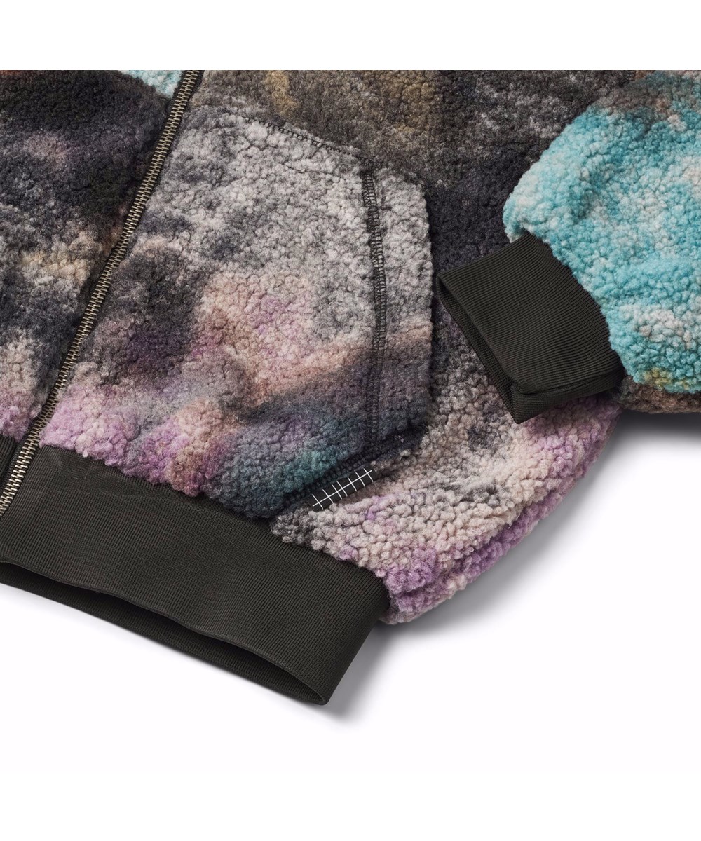 Hazzy - Galactic Dye - Multicoloured tie-dye jacket for children in soft faux fur with zip