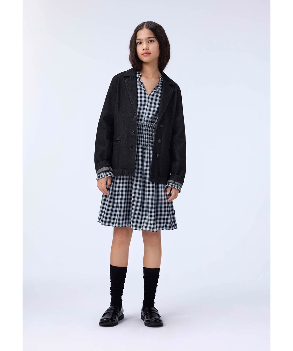 Hea - Washed Black - Dark grey denim blazer in organic cotton. 