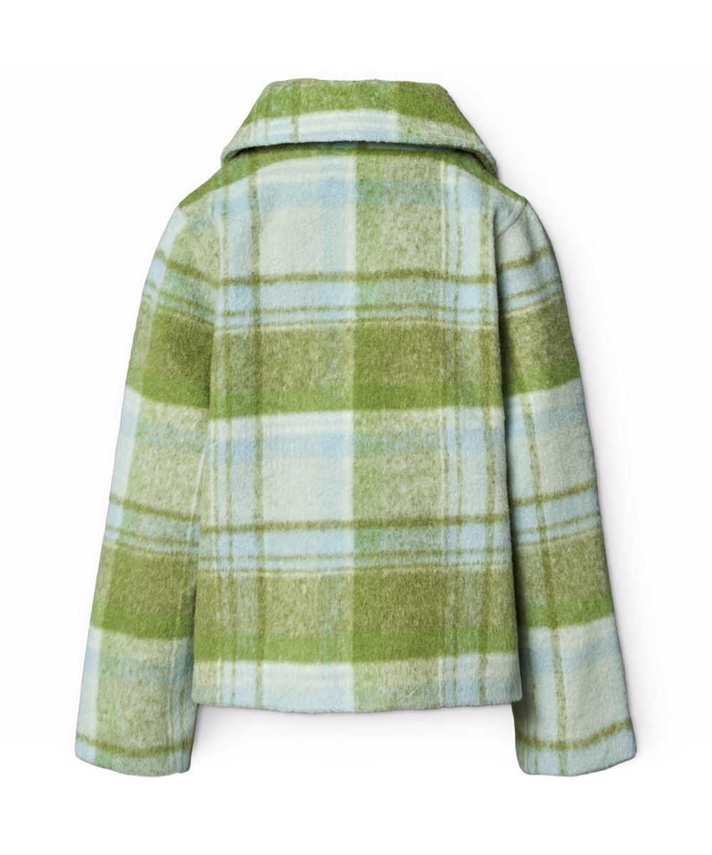 Helle - Fragile Check - Light blue and green checkered jacket for children.