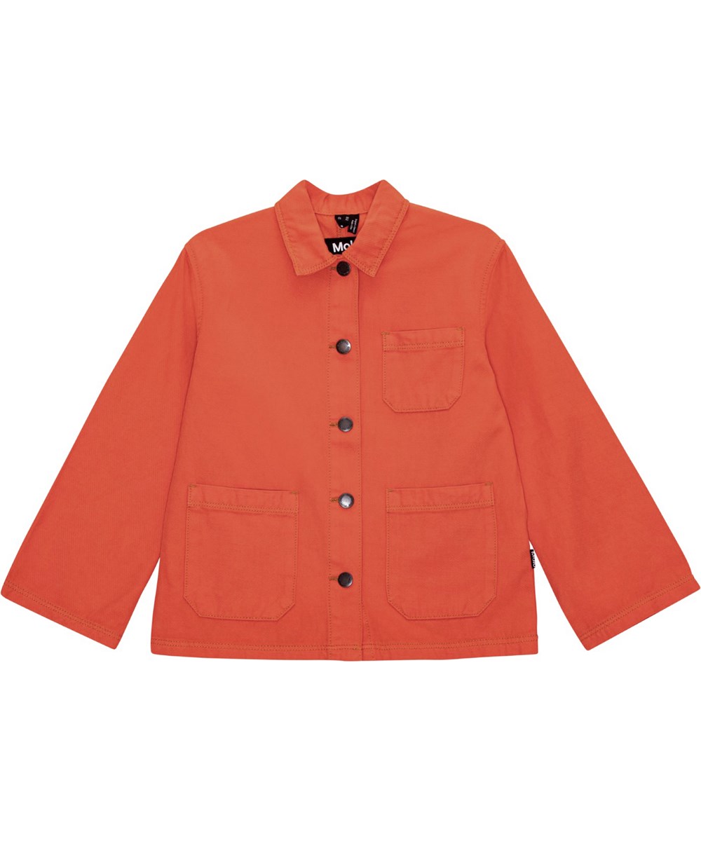 Hellen - Red Clay - Rusty red, cotton children's jacket with wide sleeves 