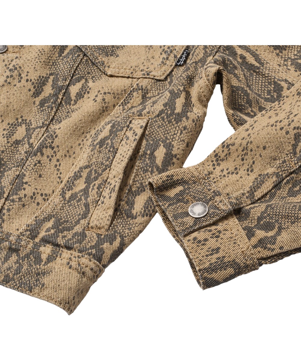 Honore - Snake Structure - Brown denim jacket for childeren made of cotton with snake print.