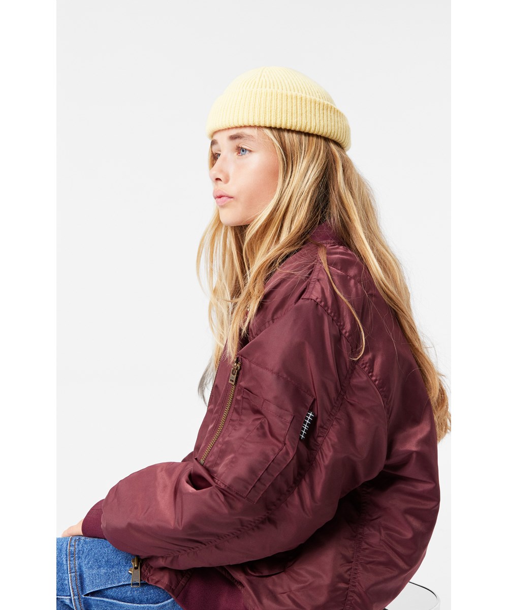 Howie - Dragon Blood -  Burgundy bomber jacket with a zipper.