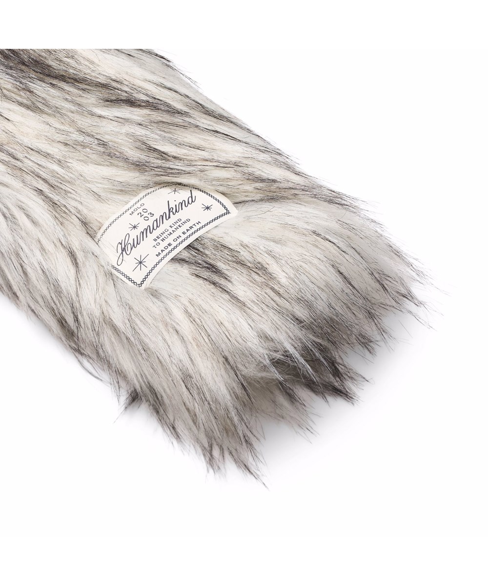 Hyacinth - Greyish - Faux fur jacket in grey and black colours for children with a high collar.