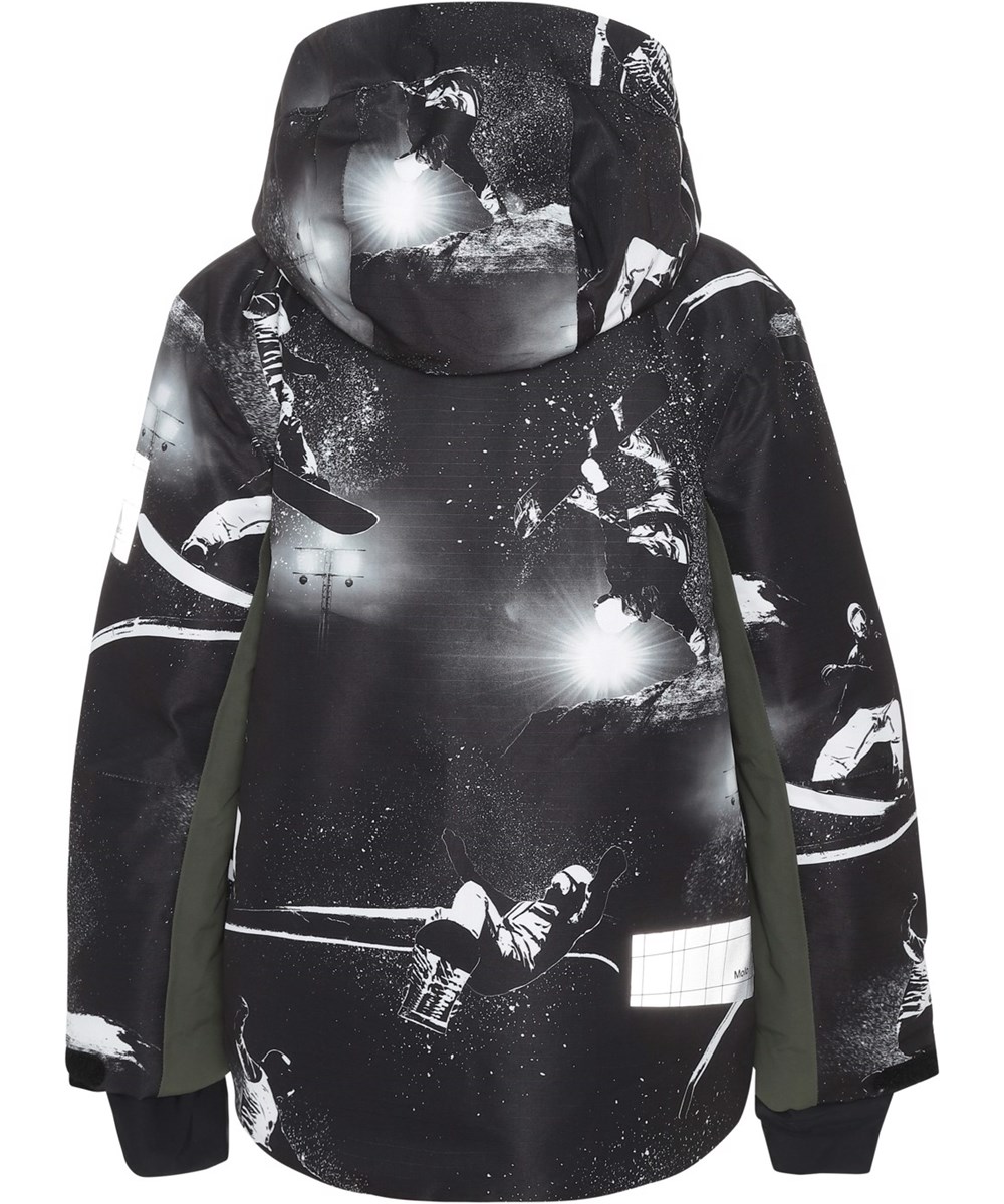 Alpine - 360 By Night - Recycled black ski jacket with snowboard print 