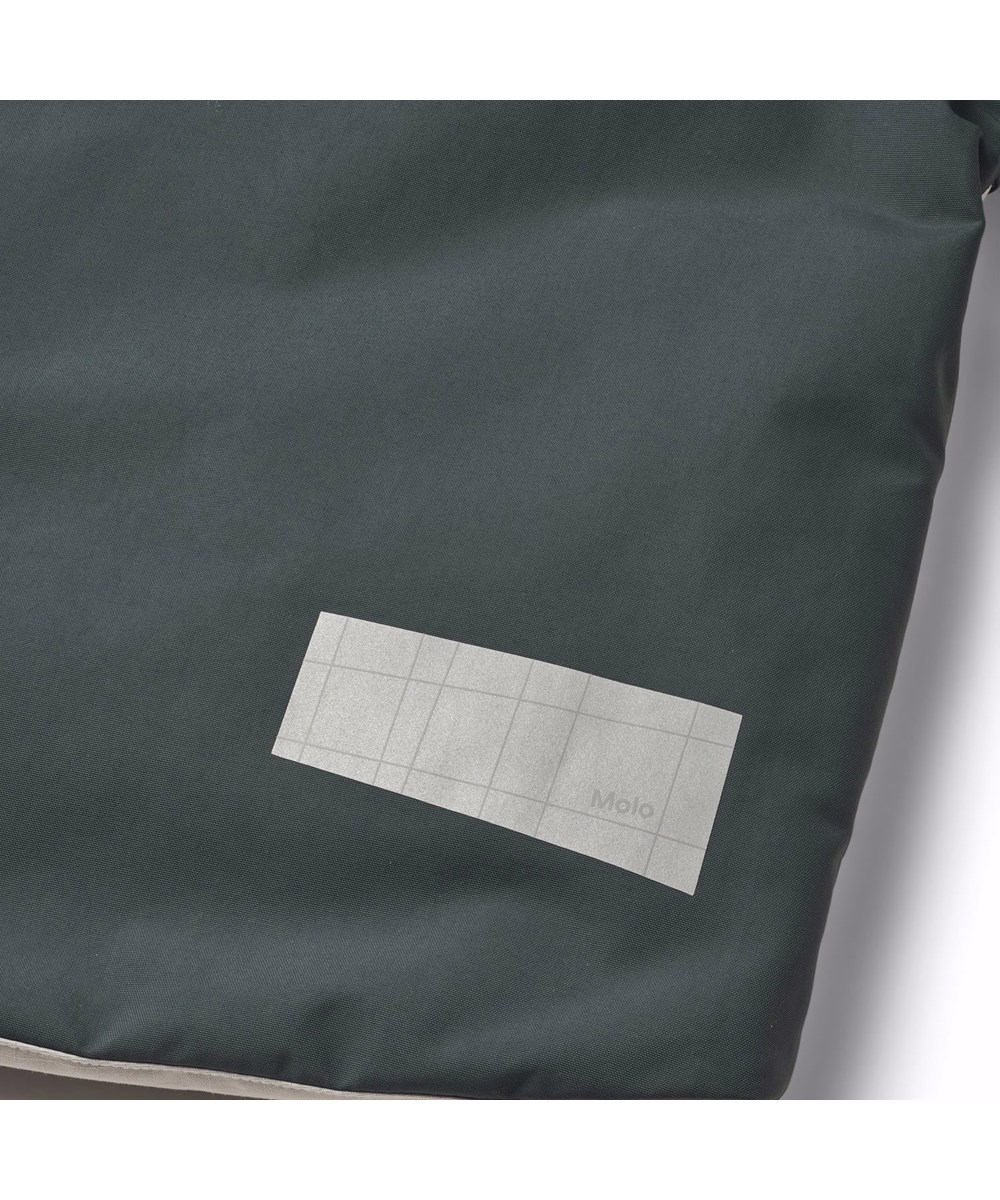 Alpine - Block - Petroleum green and sand-coloured wind- and waterproof ski jacket for children in recycled nylon and polyester.