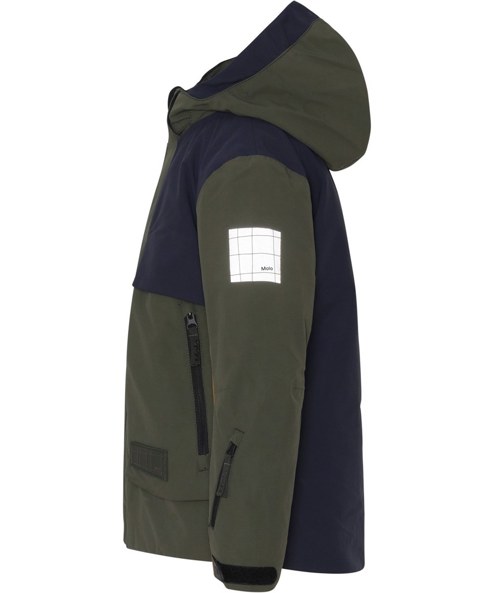Alpine - Forest Block - Recycled ski jacket in green, blue and brown