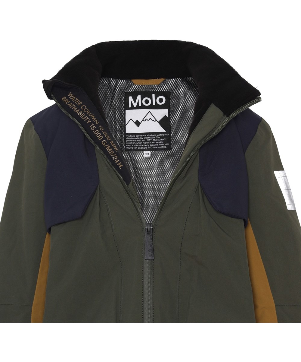 Alpine - Forest Block - Recycled ski jacket in green, blue and brown