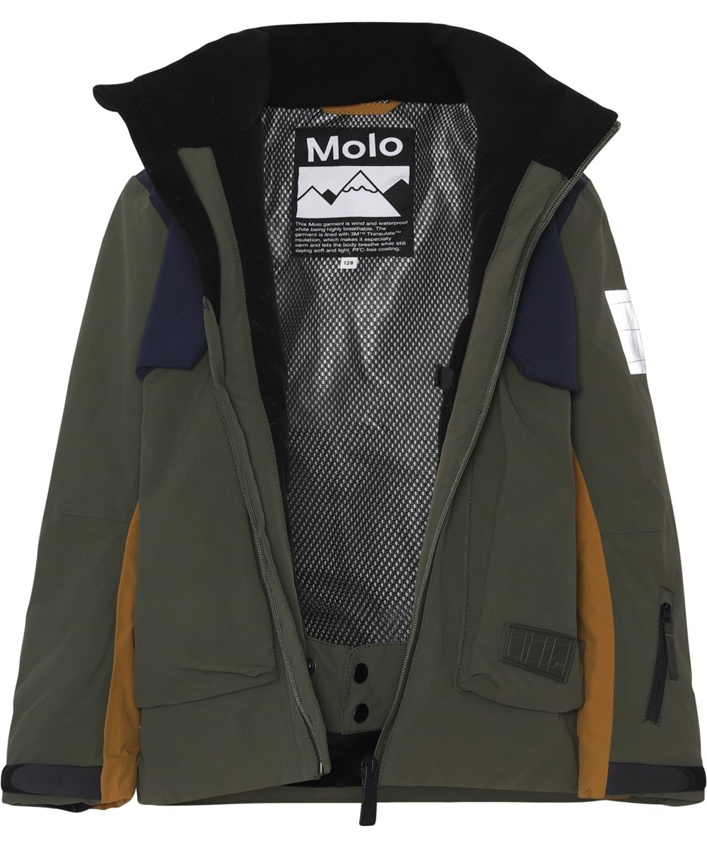 Alpine - Forest Block - Recycled ski jacket in green, blue and brown