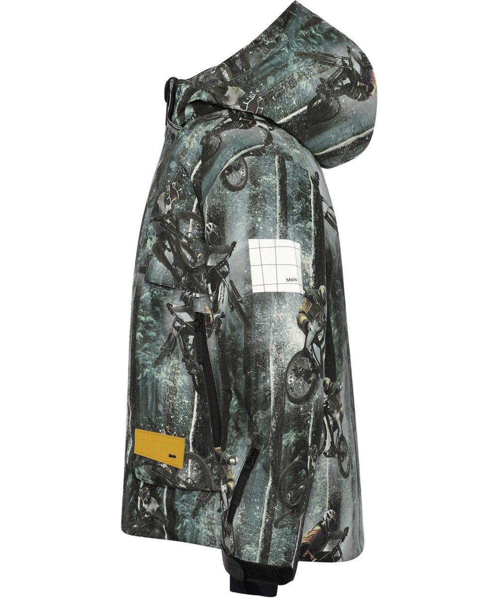 Alpine - Snow Bikers - Recycled waterproof green ski jacket with bicycle