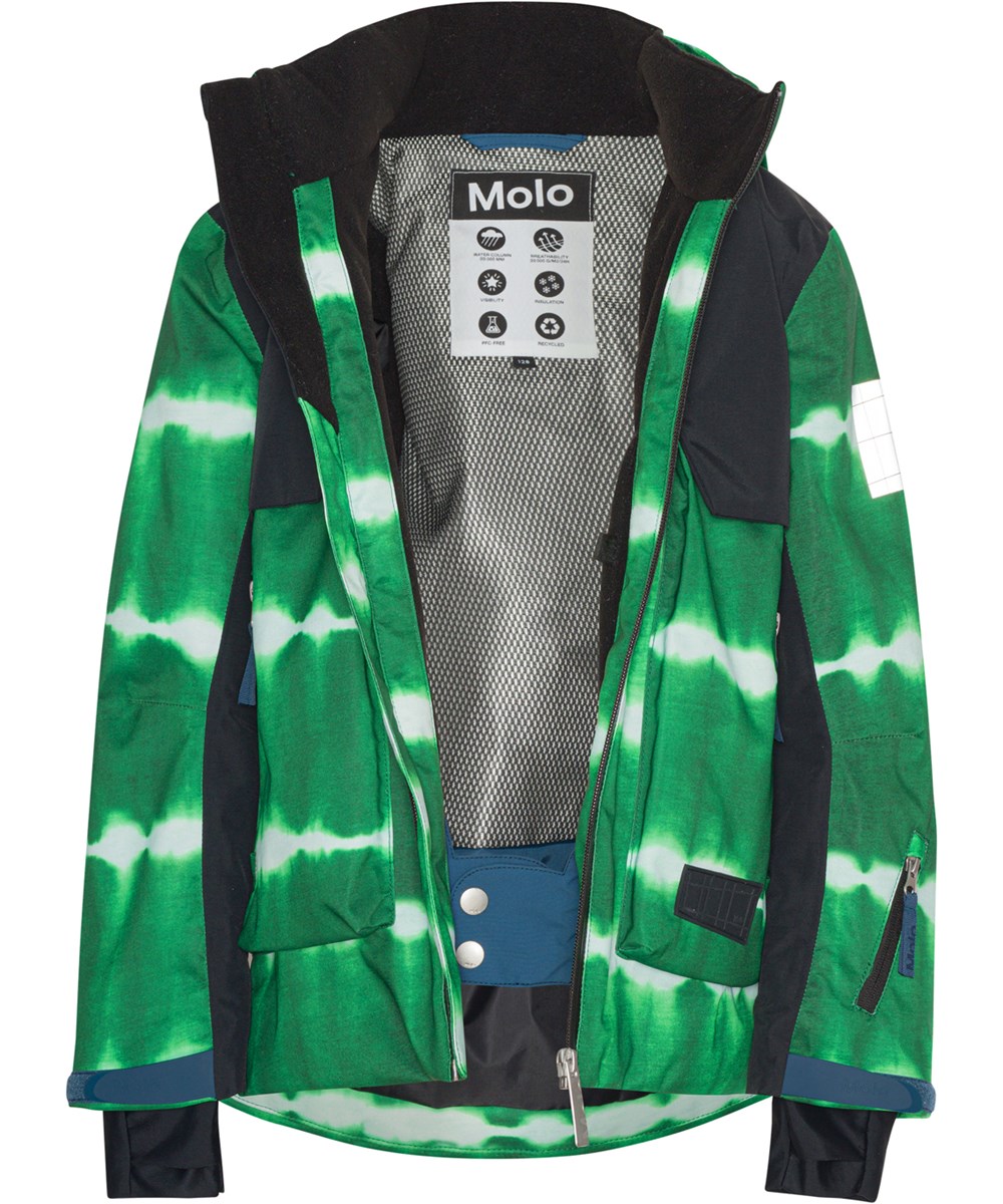 Alpine - Tie Dye Green - Recycled ski jacket with green tie-dye stripes