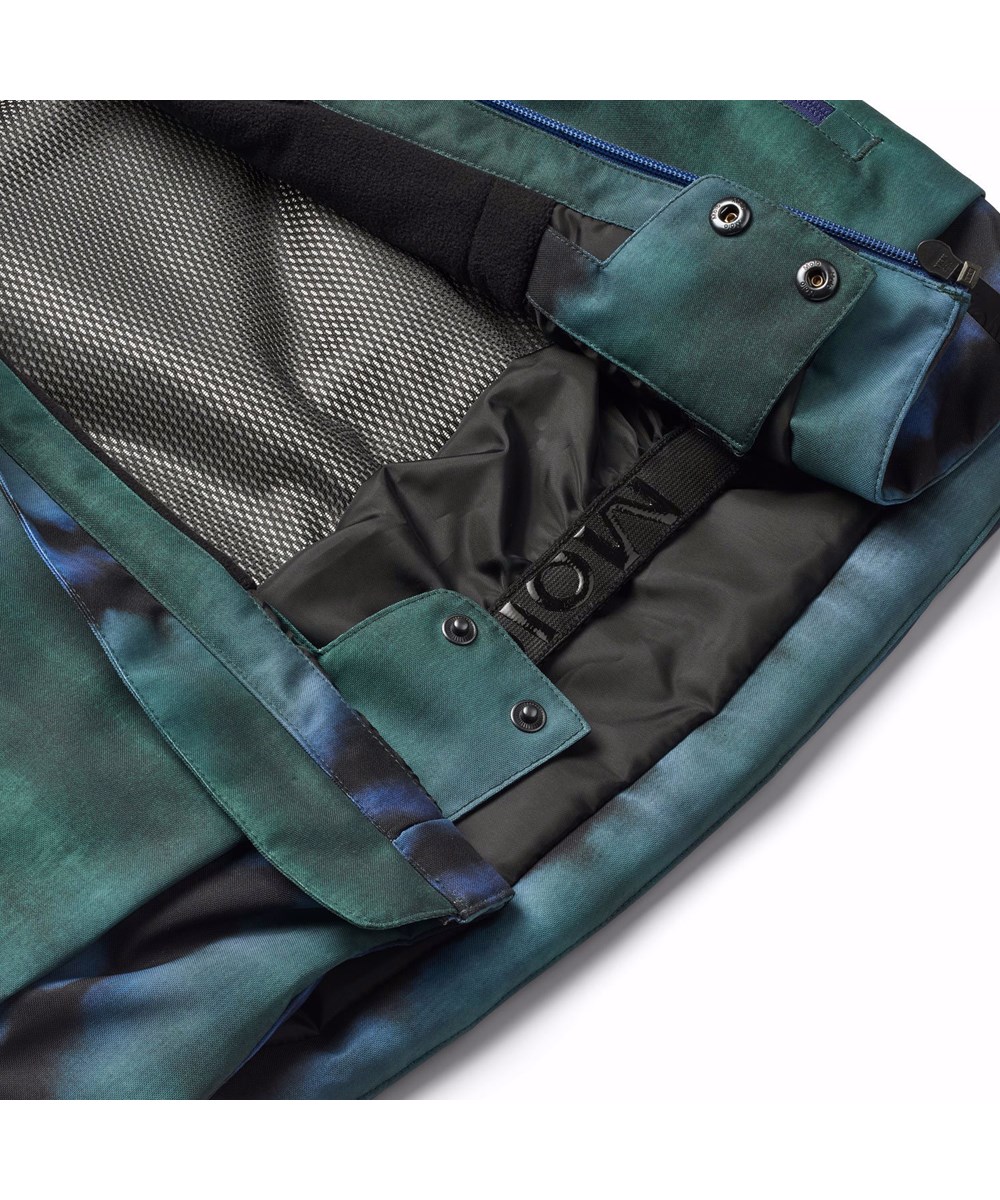 Alpine - Tie Dye Magic - Wind- and waterproof ski jacket for children in recycled polyester in green and blue tie-dye.