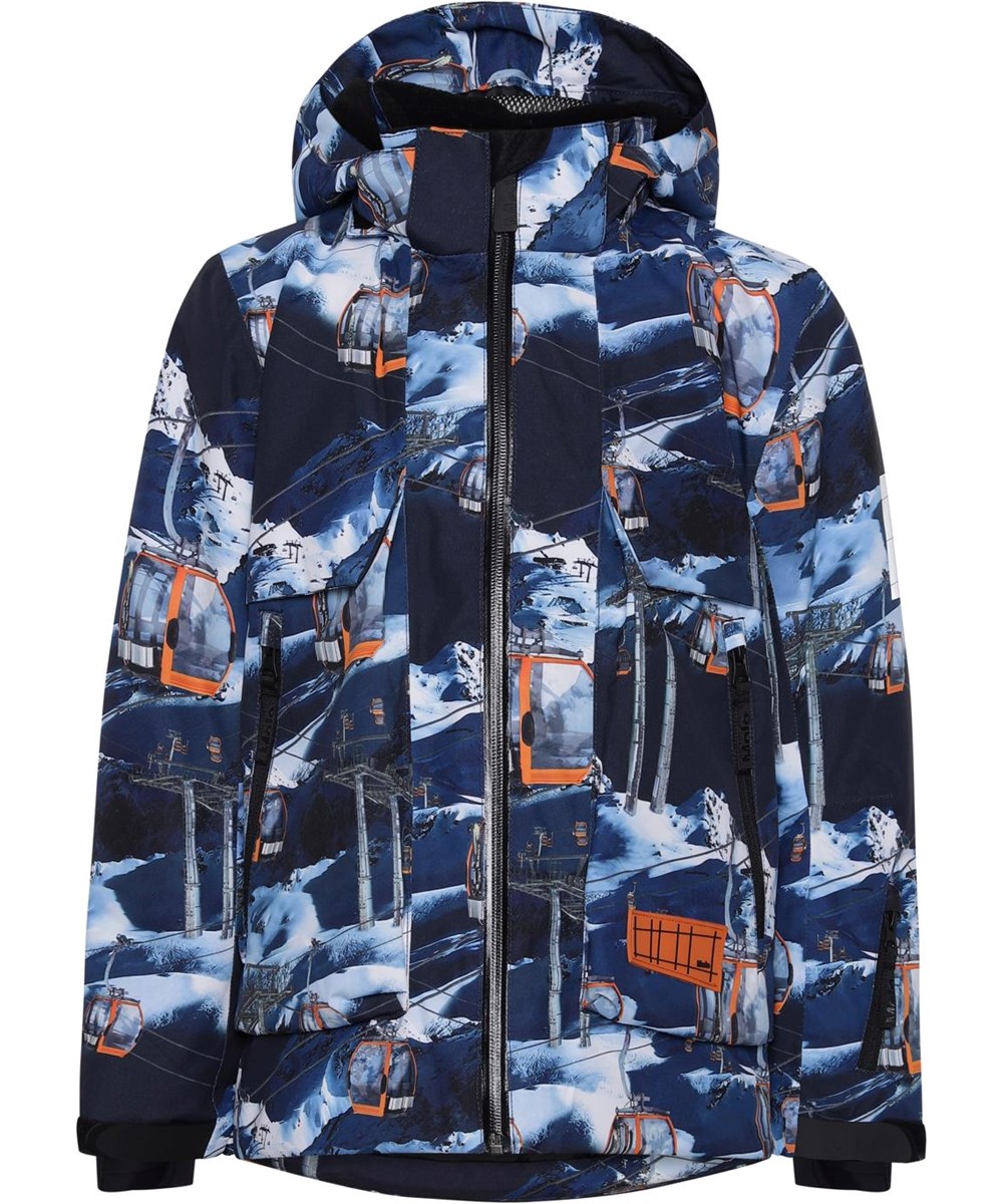 Alpine - Way Up - Recycled waterproof blue ski jacket with ski lift 
