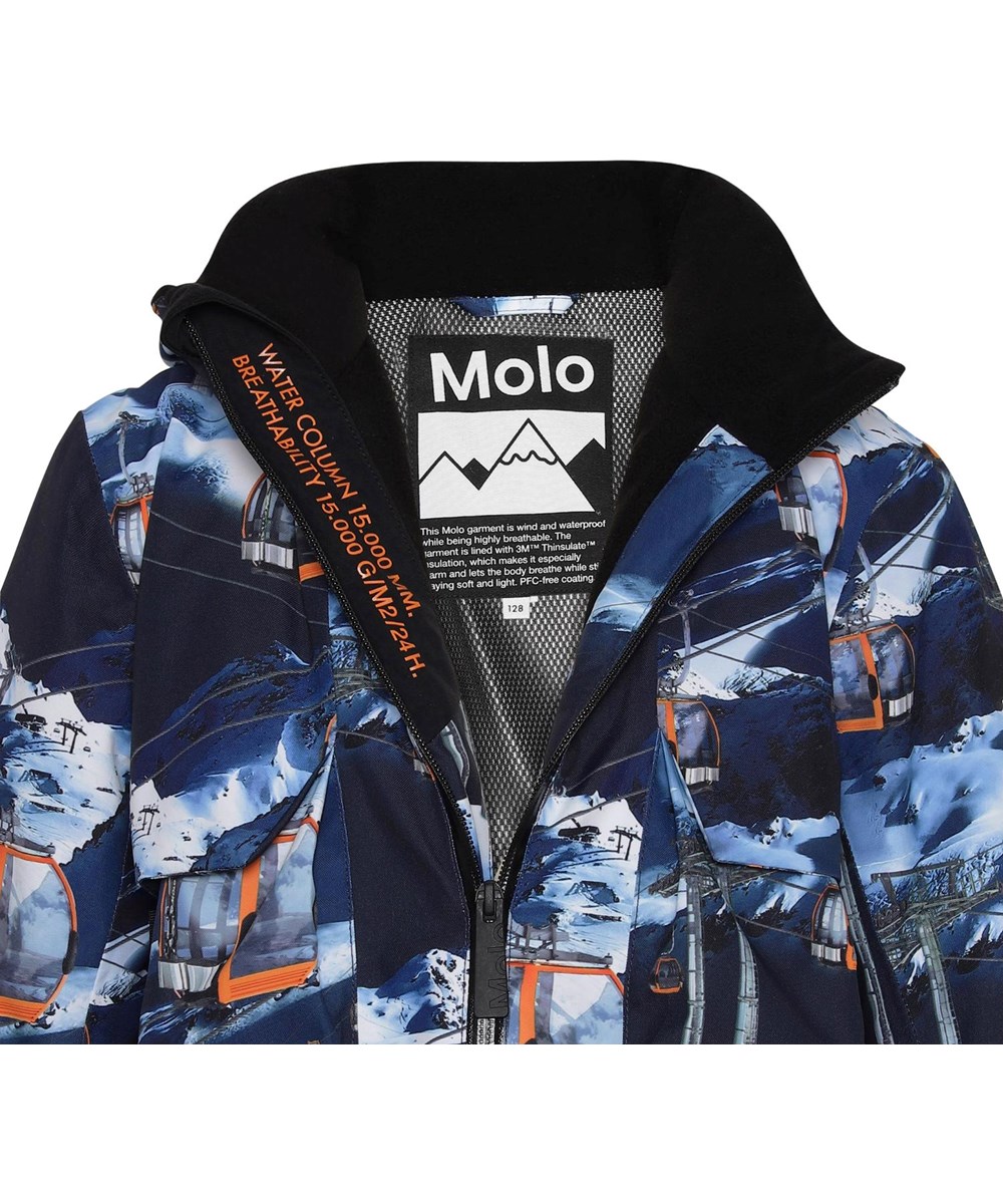 Alpine - Way Up - Recycled waterproof blue ski jacket with ski lift 