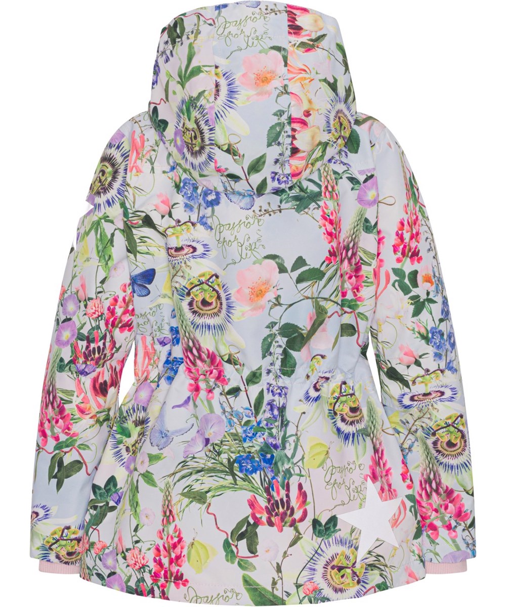 Carole - Big Passion - Recycled parka jacket in light blue with floral print 