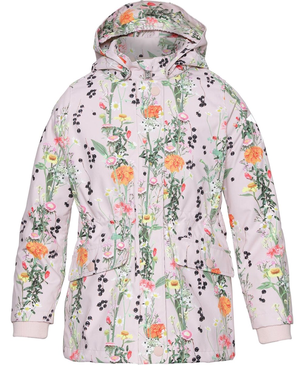 Carole - Vertical Flowers - Parka jacket in pink with floral print