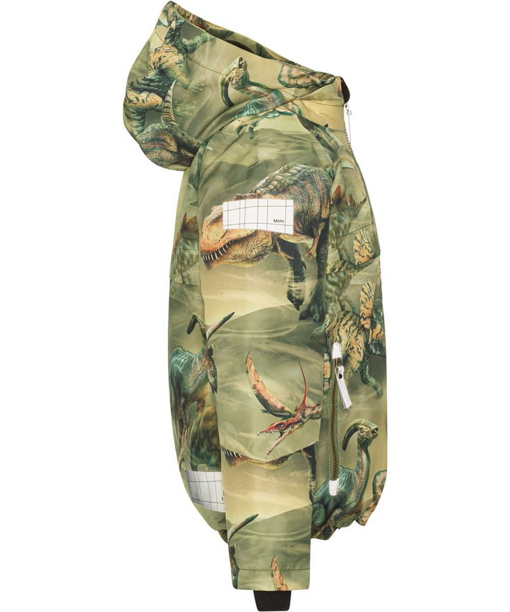 Castor - Ancient Time - Recycled winter jacket in green in a dinosaur print