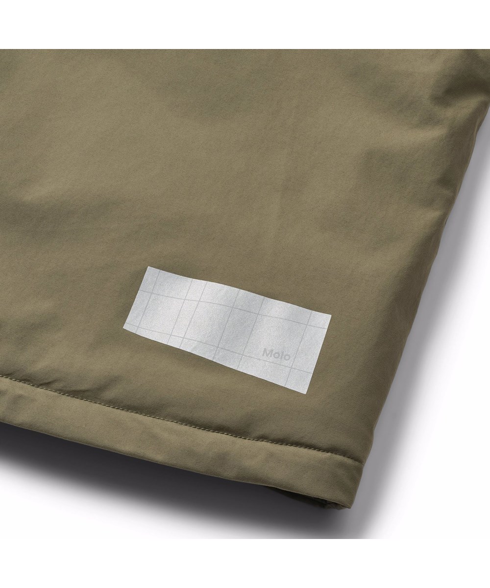 Castor - Bark Green - Wind and waterproof dark green winter jacket for children in recycled nylon, padded with 3M™ Thinsulate™.