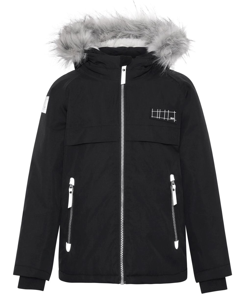 Castor Fur - Black - Recycled winter jacket in black with faux fur