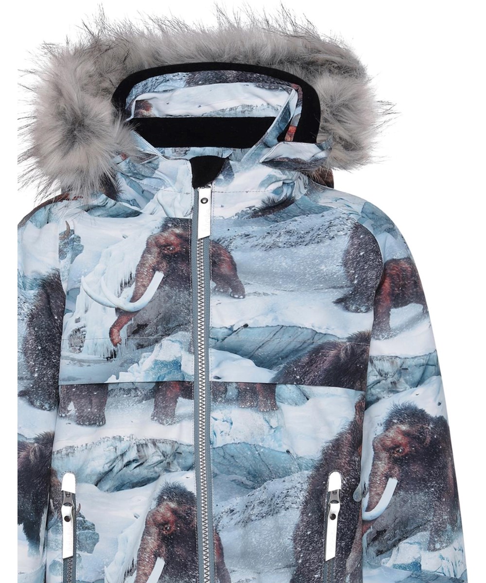 Castor Fur - Mammoth - Recycled winter jacket in light blue with mammoth print