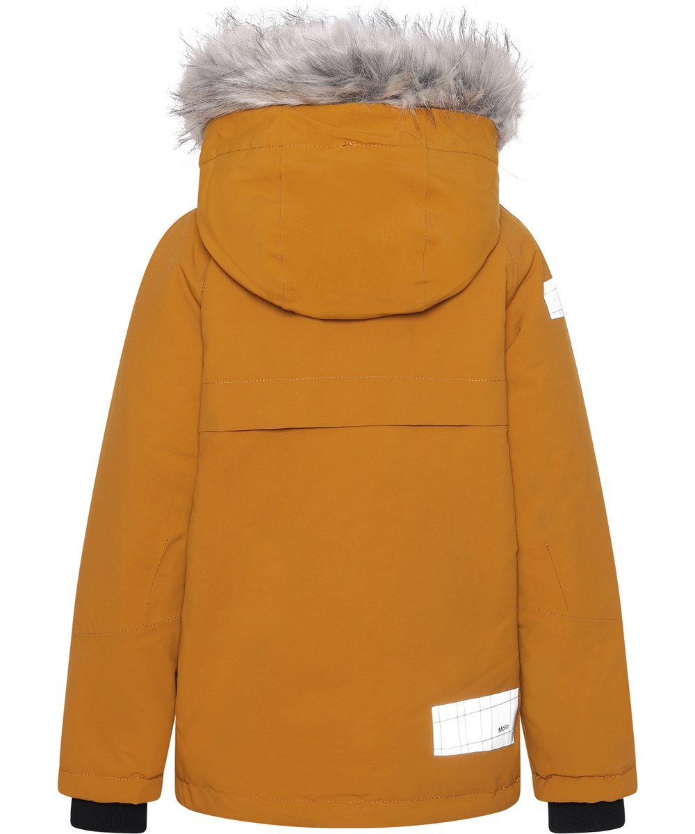 Castor Fur Recycle - Autumn Leaf - Recycled faux fur mustard coloured winter jacket