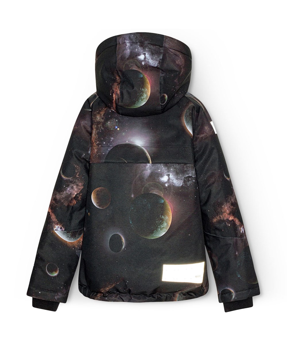 Castor - Infinity - Wind- and waterproof winter jacket for children in recycled polyester with a print of planets and the beautiful lights of space.