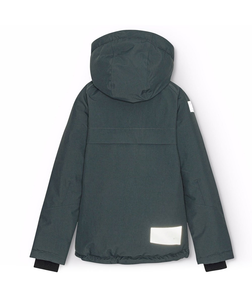 Castor - Space Grey - Grey wind- and waterproof winter jacket for children in recycled nylon.