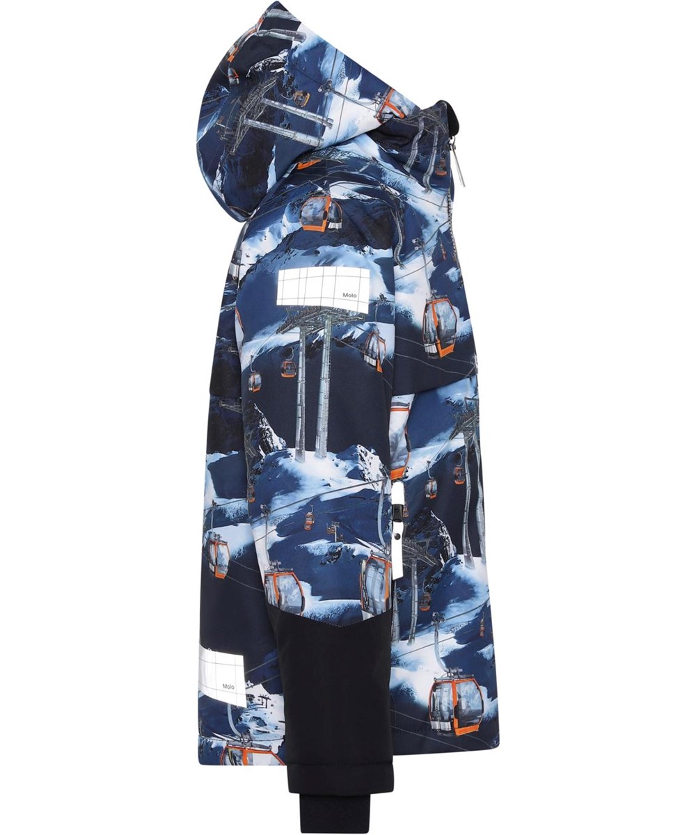 Castor - Way Up - Recycled winter jacket in blue with ski lift print