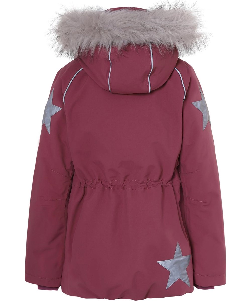 Cathy Fur Recycle - Maroon - Recycled faux fur bordeaux winter jacket