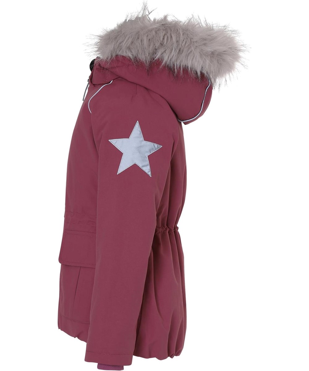 Cathy Fur Recycle - Maroon - Recycled faux fur bordeaux winter jacket