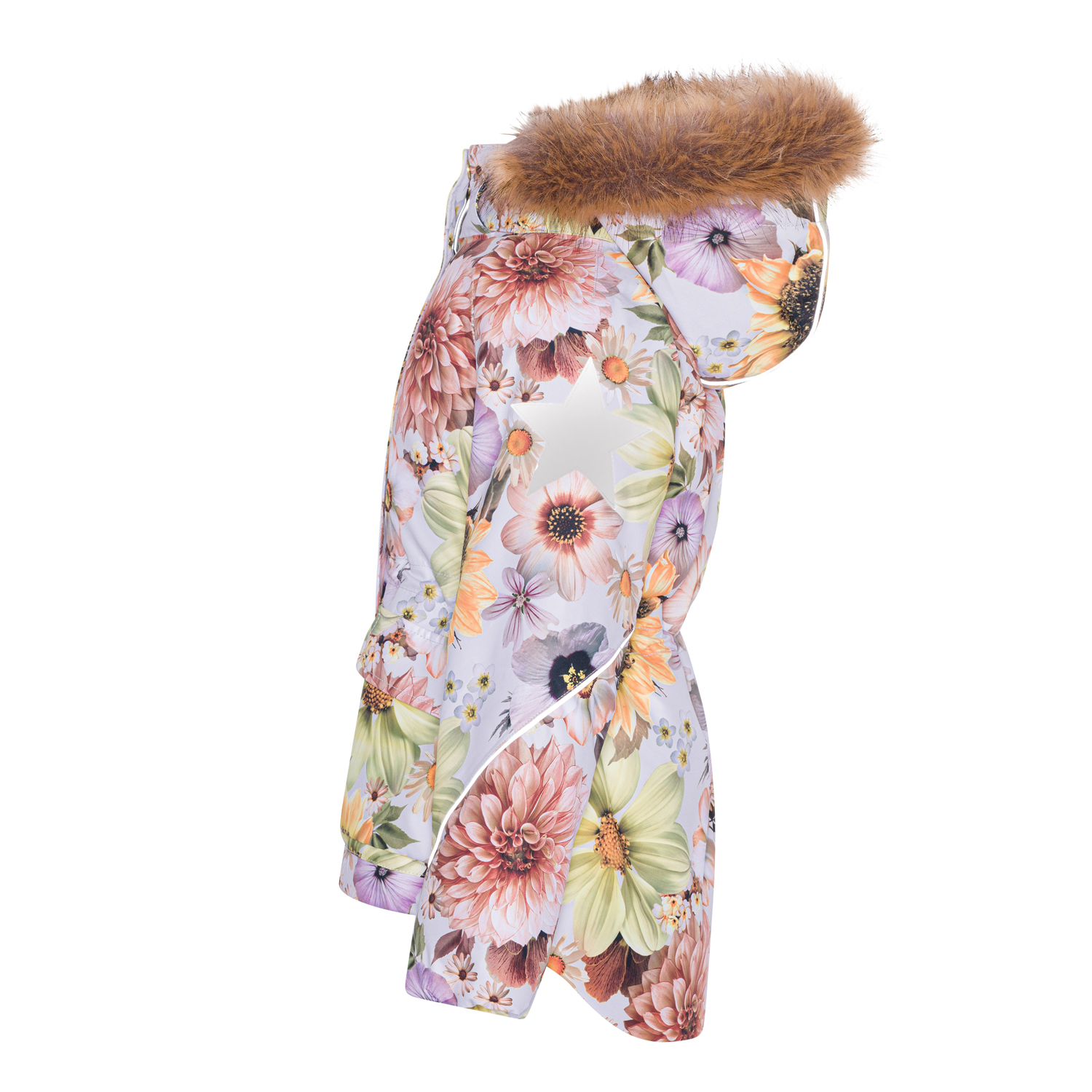 Cathy Fur - Retro Flowers - Recycled winter jacket with floral