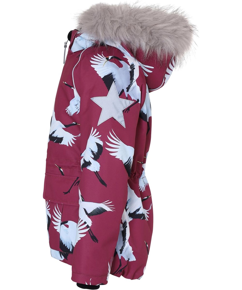 Cathy Fur - The Dance Of Life - Waterproof bird print winter jacket with fur