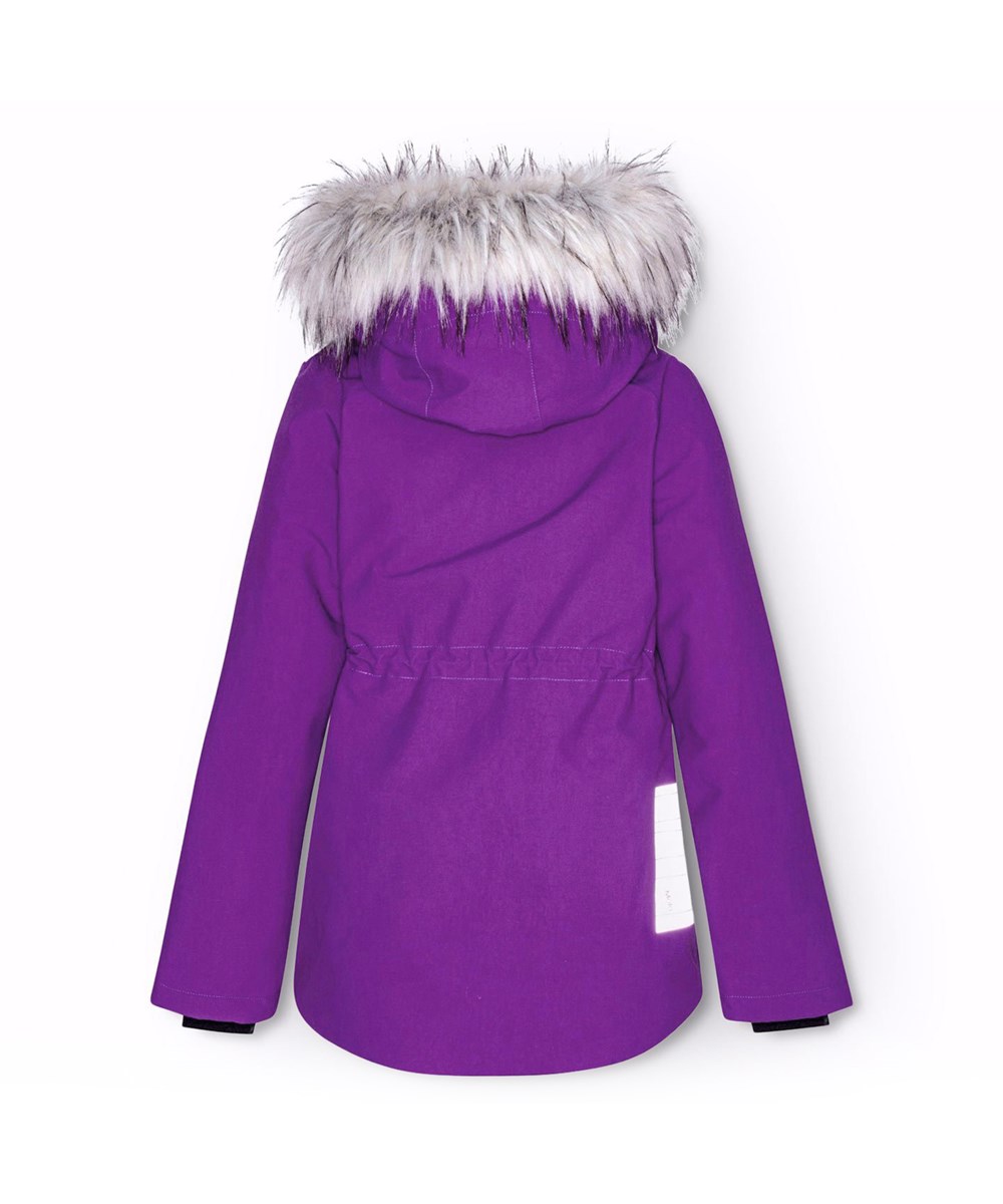 Cathy Fur - Warm Purple - Purple wind- and waterproof winter jacket for children in recycled polyester.