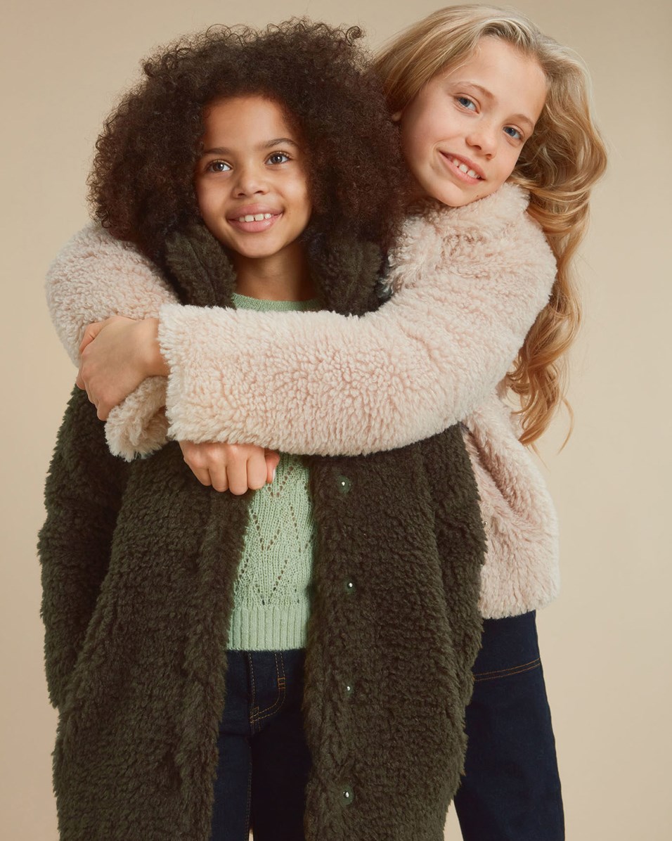 Haili - Forest - Soft faux fur coat in dark green