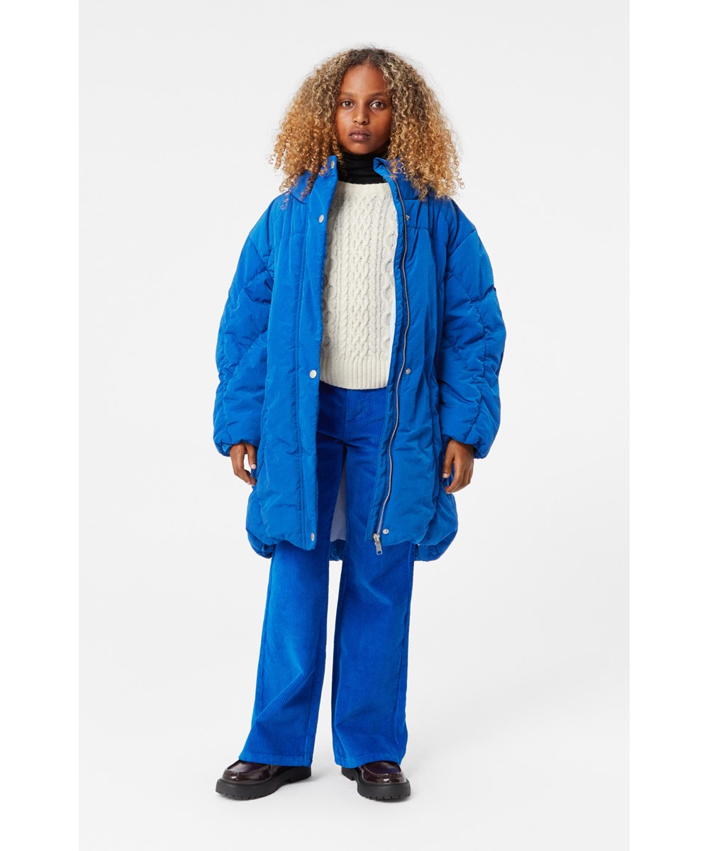 Halima - Lapis Blue - Water-repellent blue jacket for children in recycled nylon.