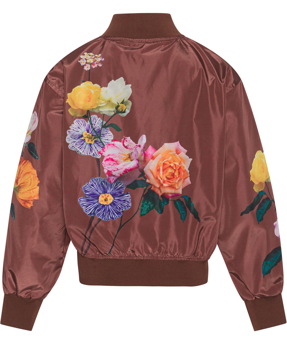 Haliva - Afternoon Rose - Brown bomber jacket with beautiful print