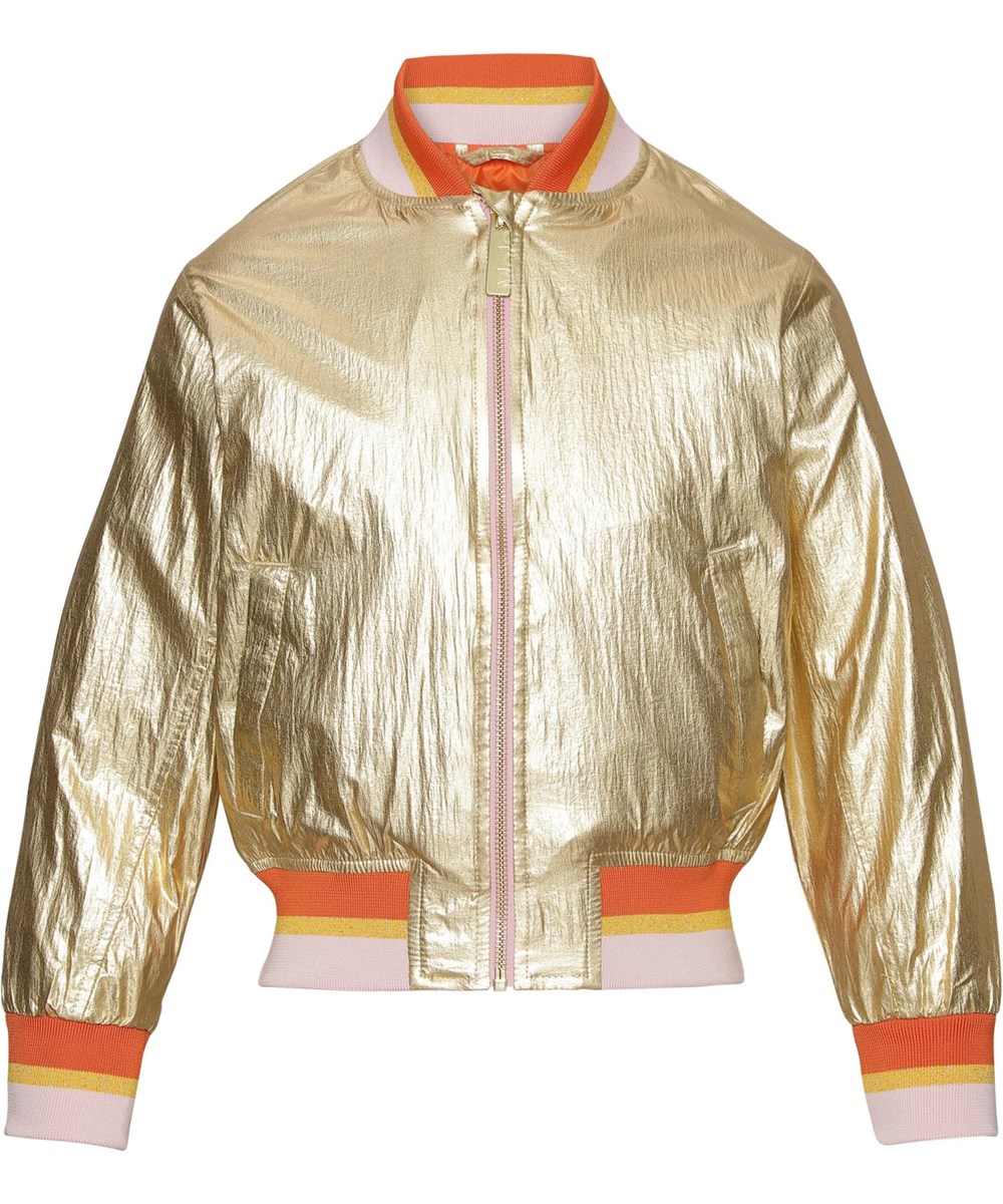 Haliva - Golden - Gold coloured bomber jacket with stripes