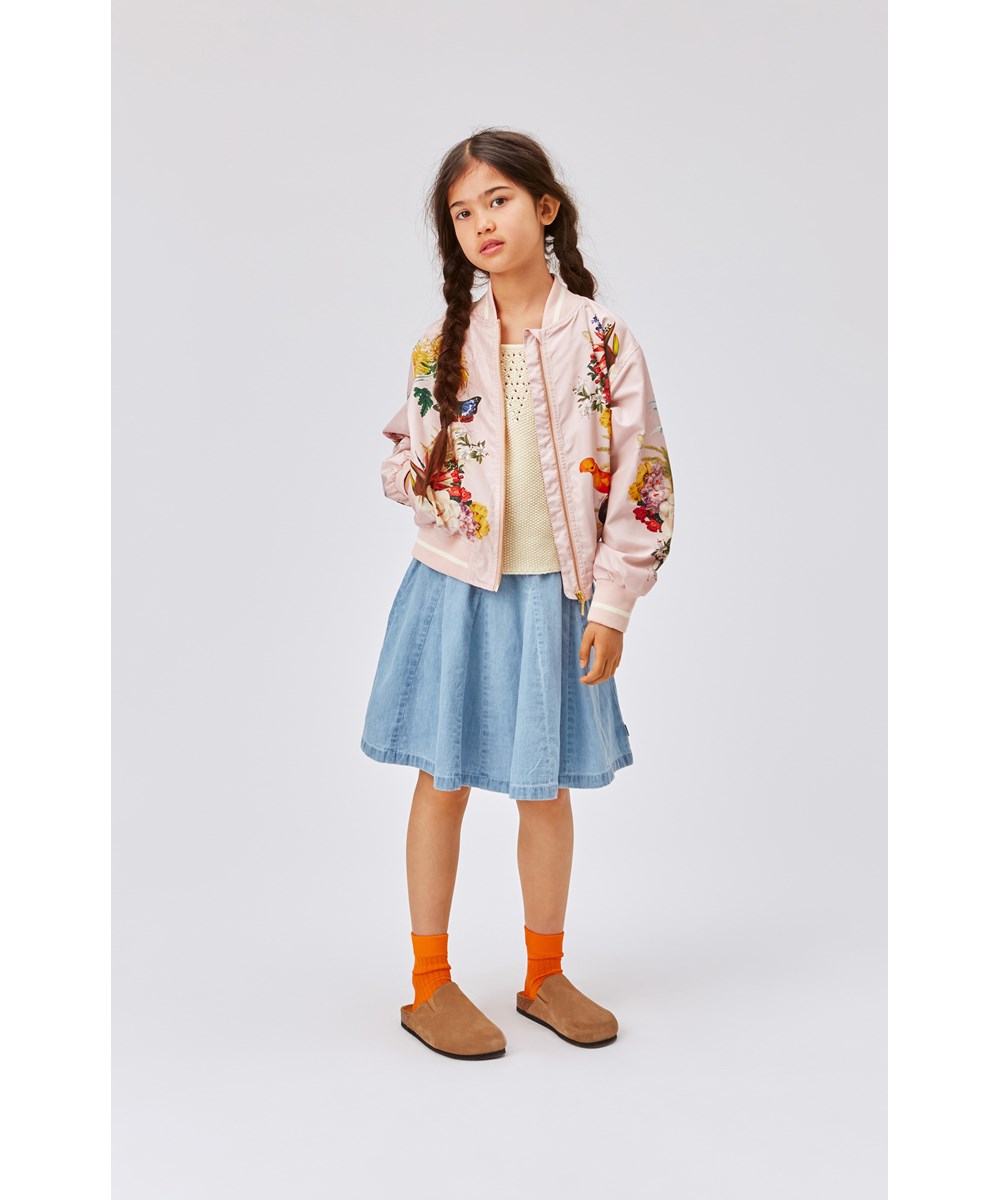 Haliva - Pacific - Pink bomber jacket with print of flowers, animals and fruit 