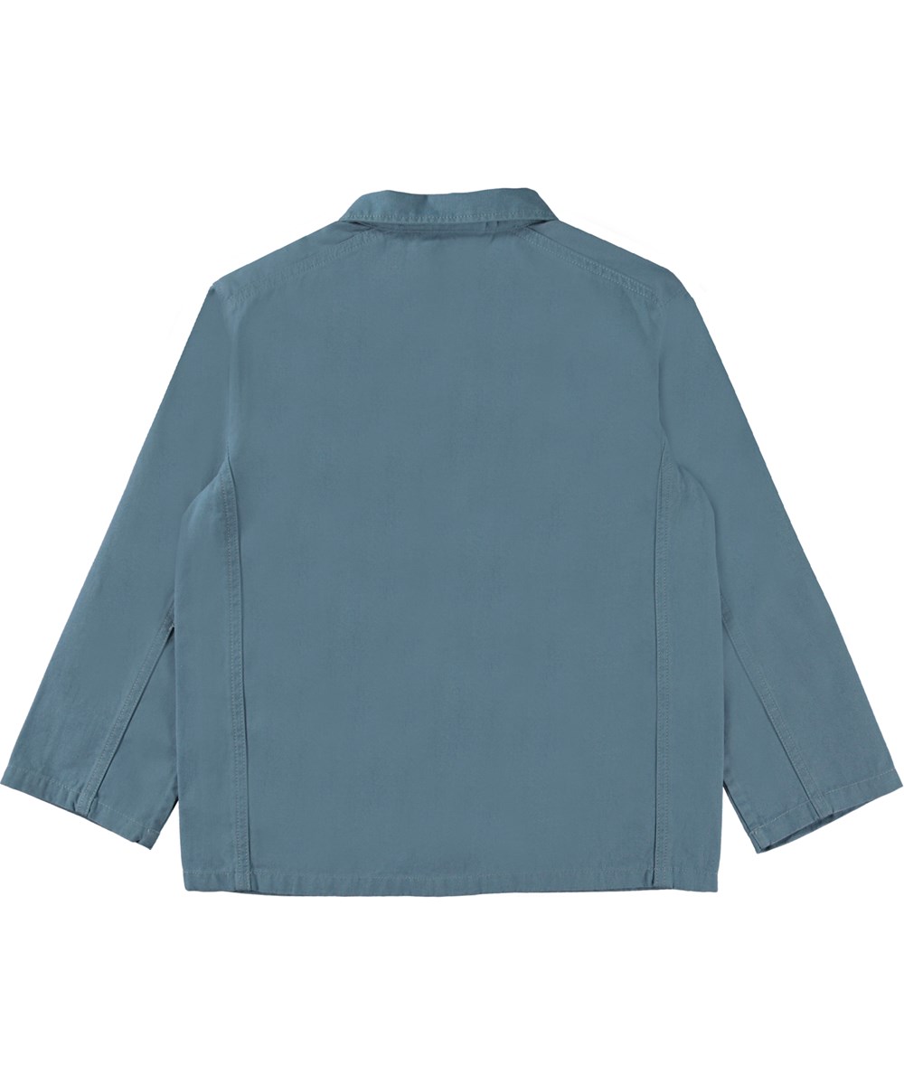 Halley - Atlas Blue - Blue cotton jacket with collar and patch pockets