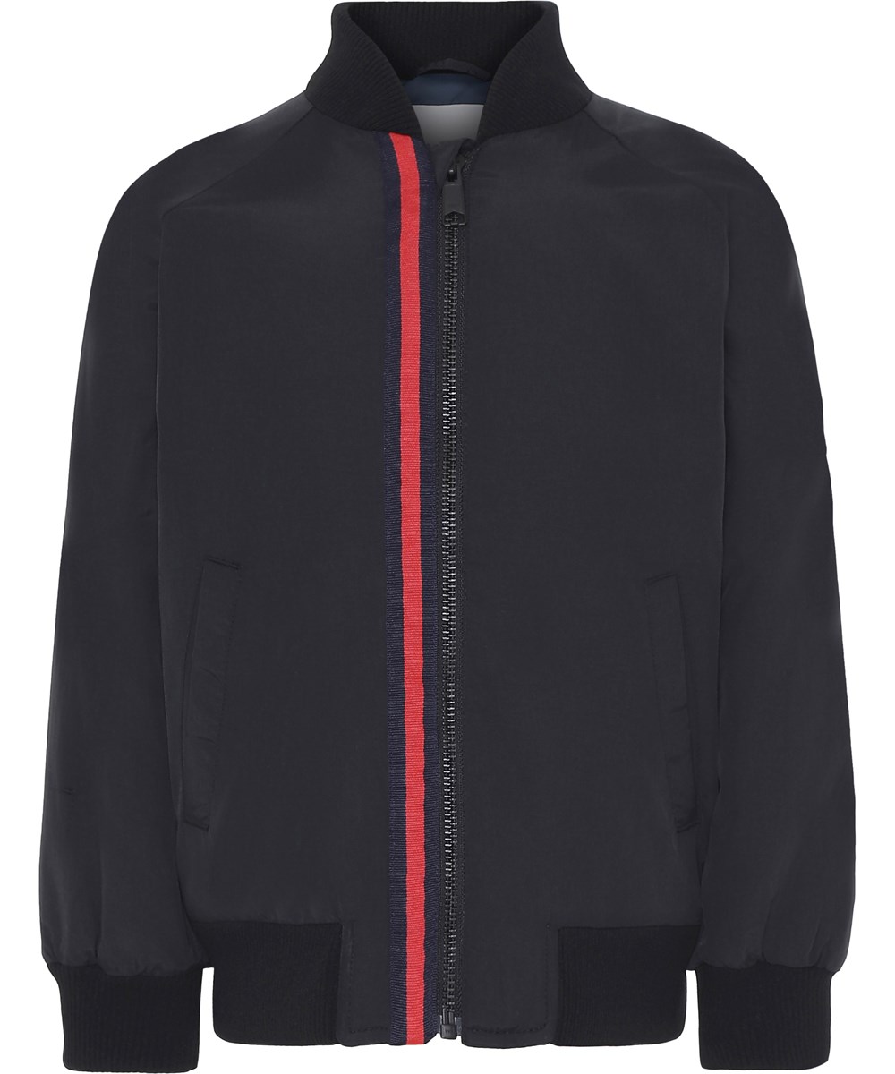 Han - Very Black - Black bomber jacket with stripe. 