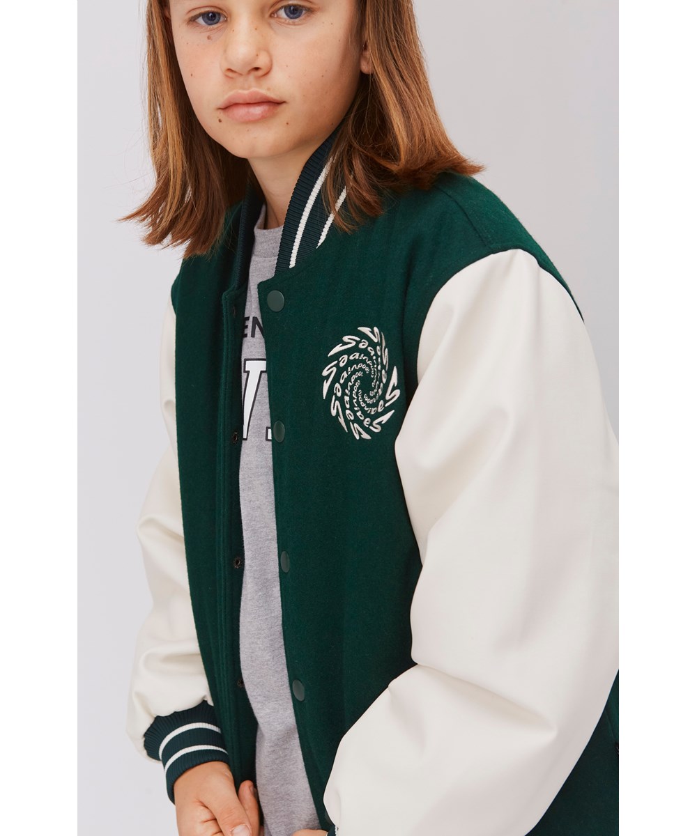 Hani - Eden - Good vibes baseball jacket in green and white