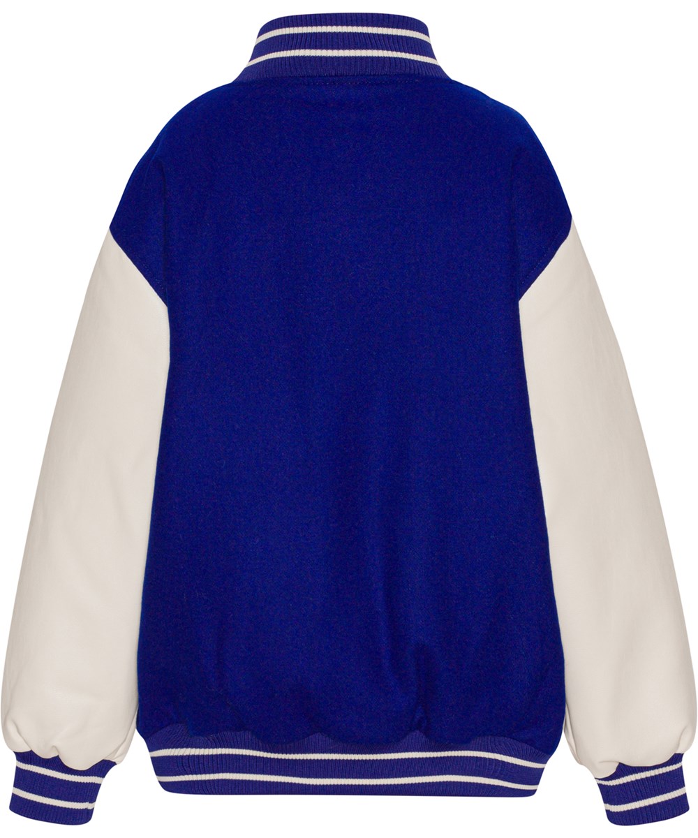 Hani - Royal Blue - Baseball jacket in blue with white sleeves  