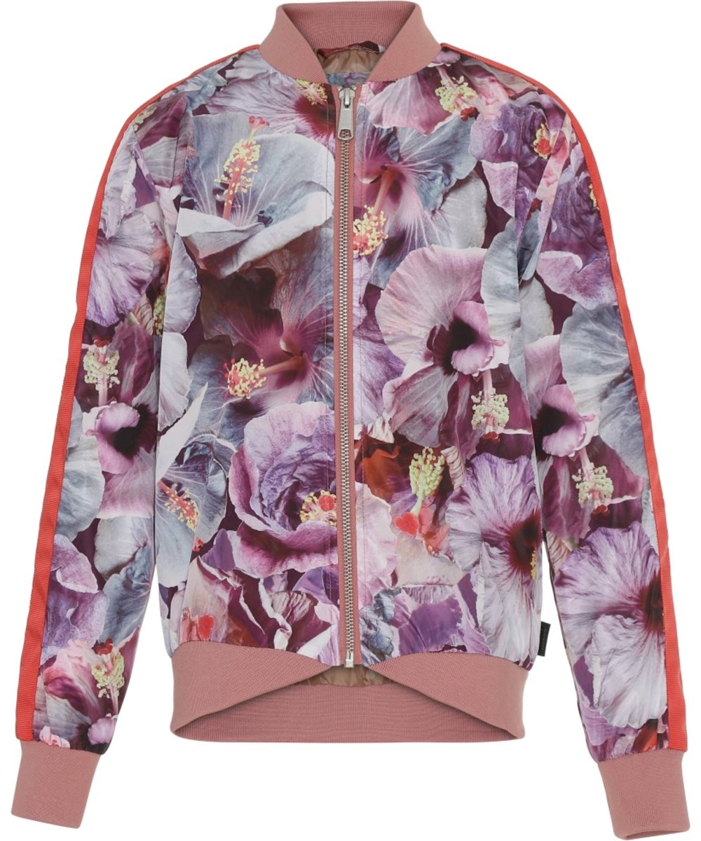 Hanna - True Hibiscus - Floral jacket with red stripes 