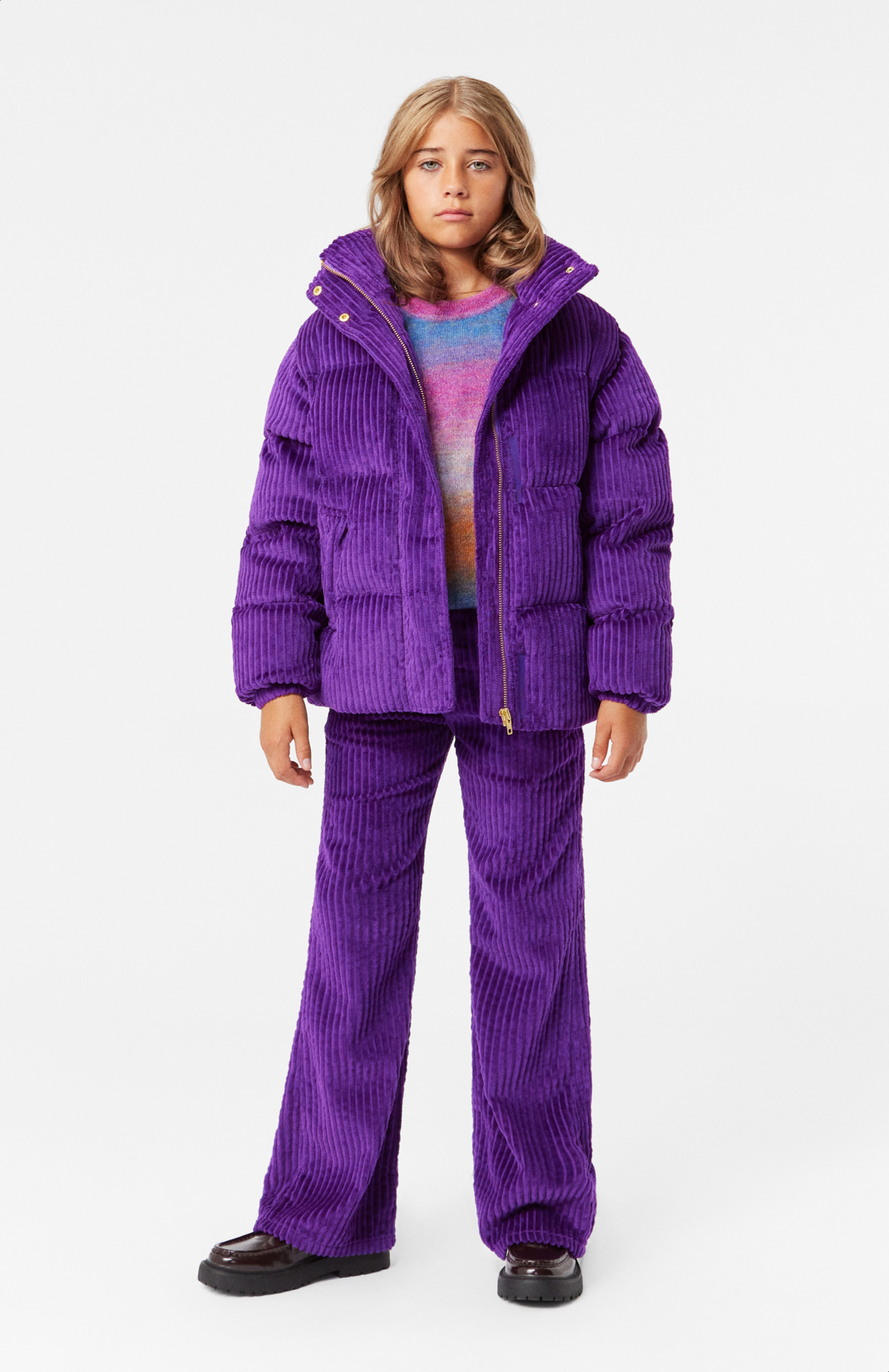 Hansine - Warm Purple - Purple corduroy jacket for children with a