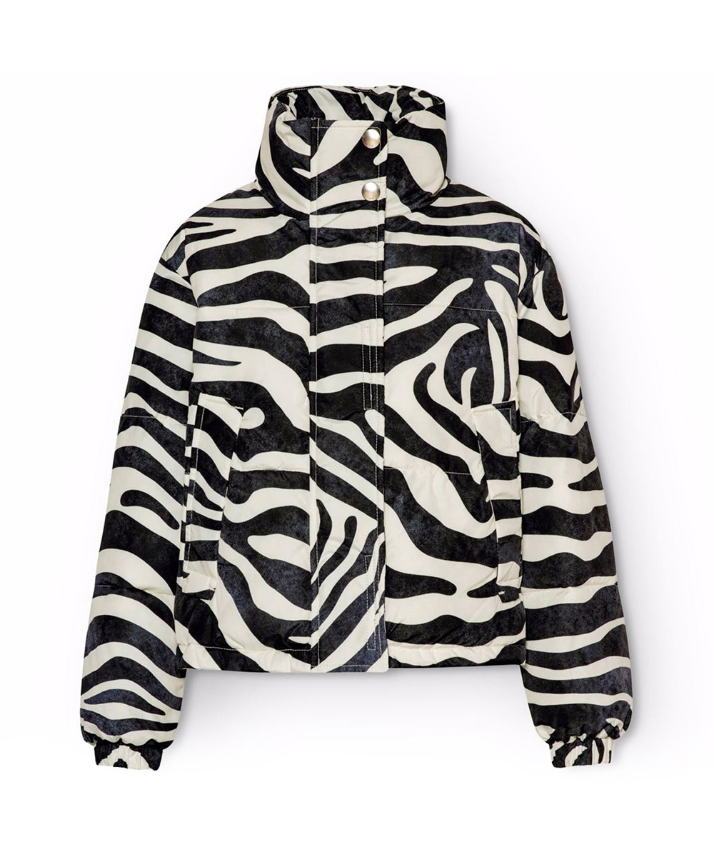 Hansine - Zebra - Water-repellent jacket for children in recycled polyester with zebra print.