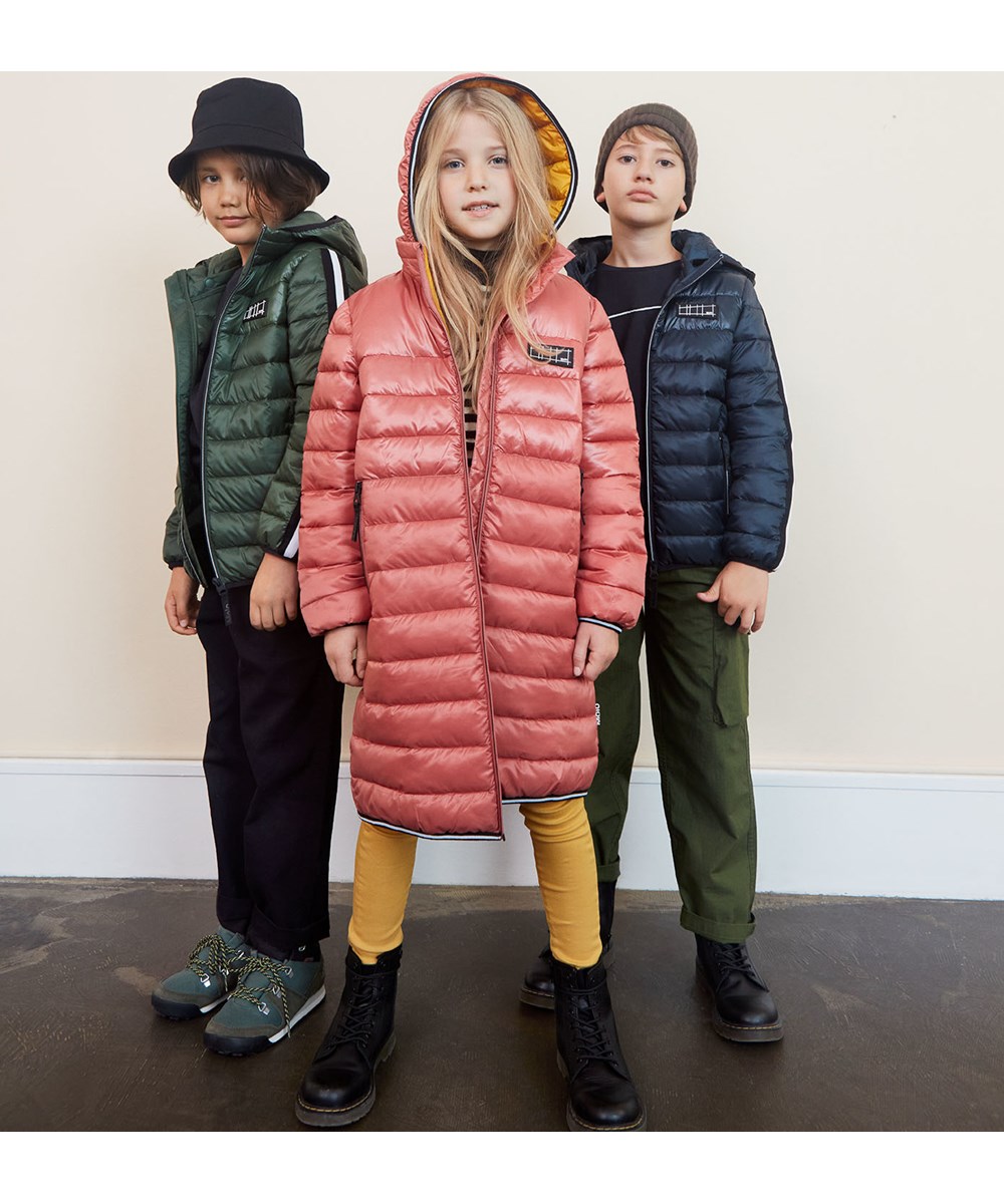 Hao - Black Forest - Green recycled winter jacket with stripe